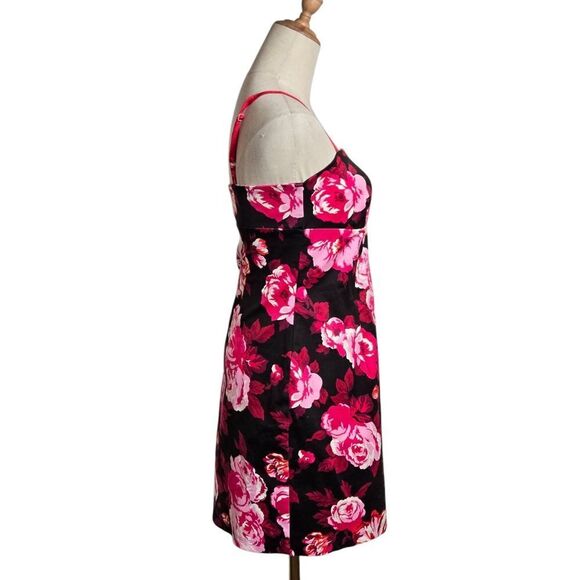 Cache Vintage Black And Pink Floral Mini Dress - Picture 3 of 6